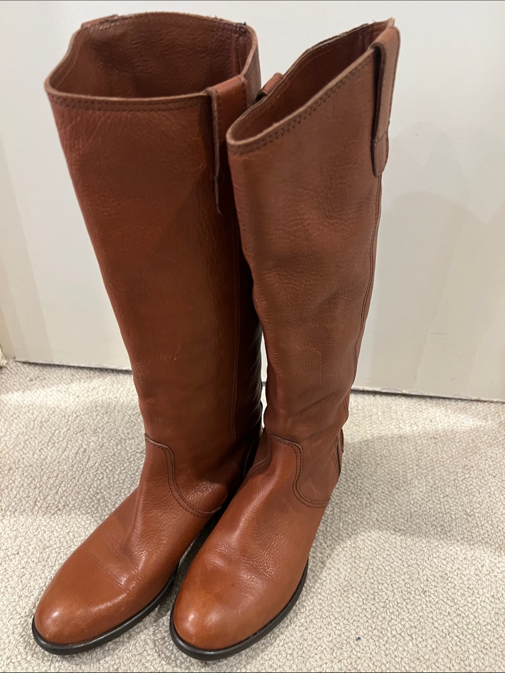 Classic Tall Leather Riding Boots - Brown